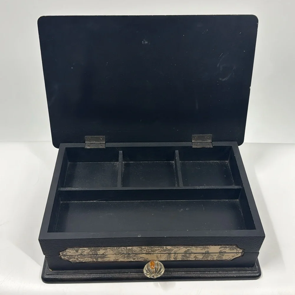 Vintage Decoline New York Black and Cream Decorative Box